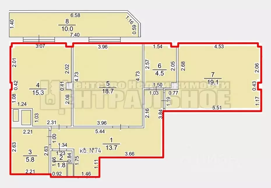2-к кв. Смоленская область, Смоленск Кловская ул., 11А (88.9 м) - Фото 1