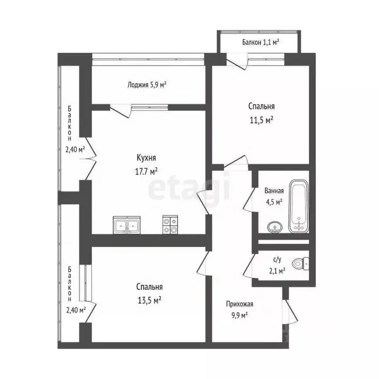 2-к кв. Тюменская область, Тюменский муниципальный округ, д. Дударева ... - Фото 1