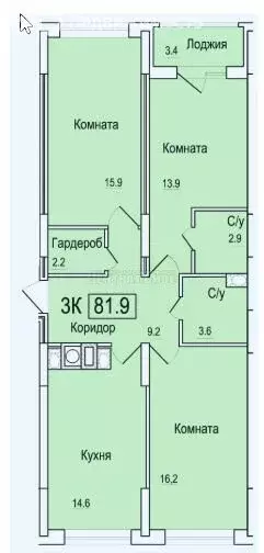 3-комнатная квартира: Смоленск, 1-я Восточная улица, 3/6 (81.9 м) - Фото 0