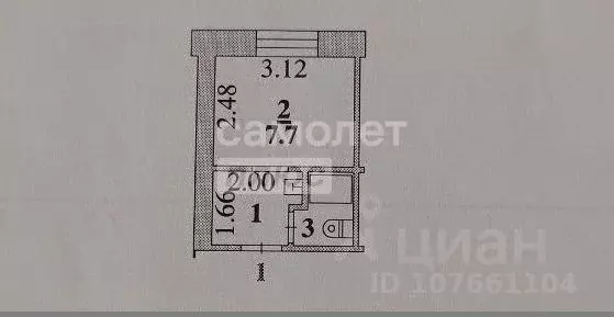 1-к кв. Липецкая область, Липецк Левобережная ул., 1 (13.5 м) - Фото 2