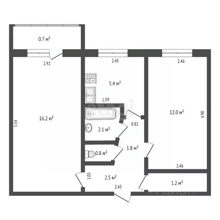 2-к кв. Крым, Армянск ул. Гайдара, 8 (42.0 м) - Фото 2