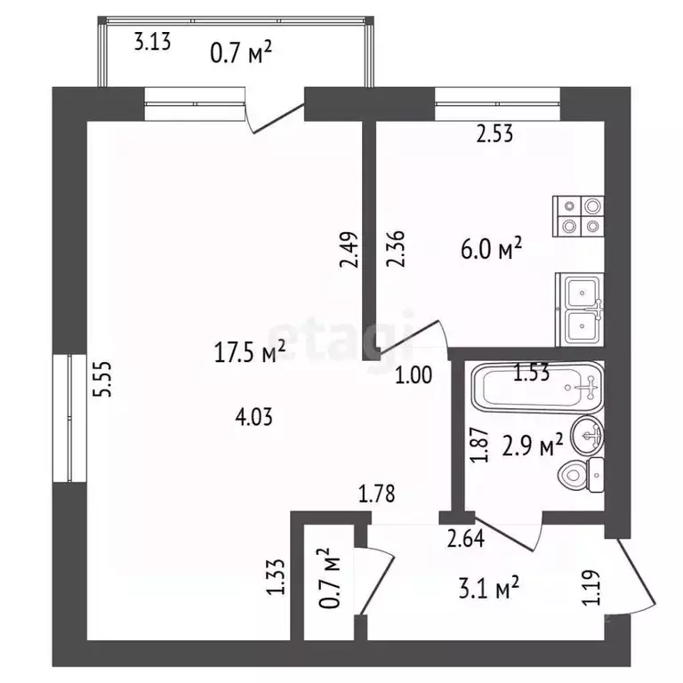 1-к кв. Забайкальский край, Чита ул. Бабушкина, 98 (30.2 м) - Фото 2