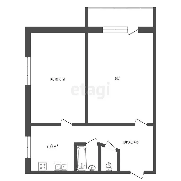 2-комнатная квартира: Балашов, Нефтяная улица, 46 (36 м) - Фото 1