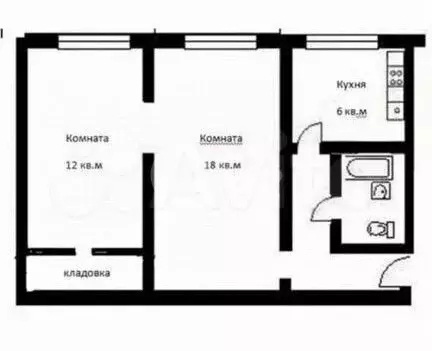 2-к. квартира, 42,6 м, 2/5 эт. - Фото 0