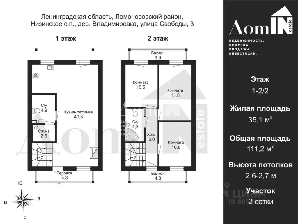Таунхаус в Ленинградская область, Ломоносовский район, Низинское ... - Фото 2
