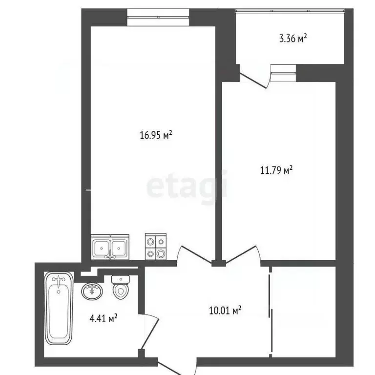 1-к кв. Ростовская область, Ростов-на-Дону Тибетская ул., 1Вс8 (46.7 ... - Фото 2
