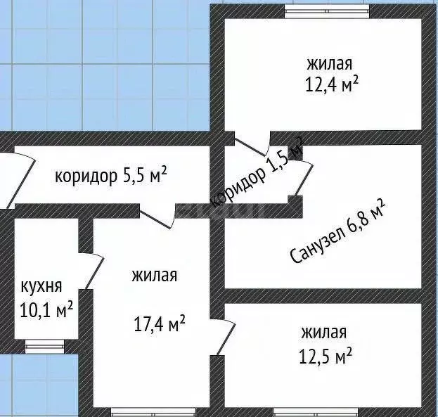 3-к кв. Оренбургская область, Оренбург ул. Чкалова, 55 (64.9 м) - Фото 2
