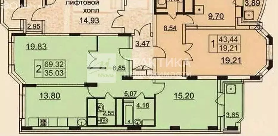 2-комнатная квартира: Люберцы, Парковая улица, 1/18 (69 м) - Фото 1