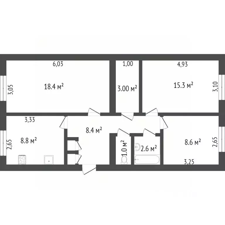 3-к кв. Ямало-Ненецкий АО, Новый Уренгой Молодежная ул., 17Б (69.0 м) - Фото 1