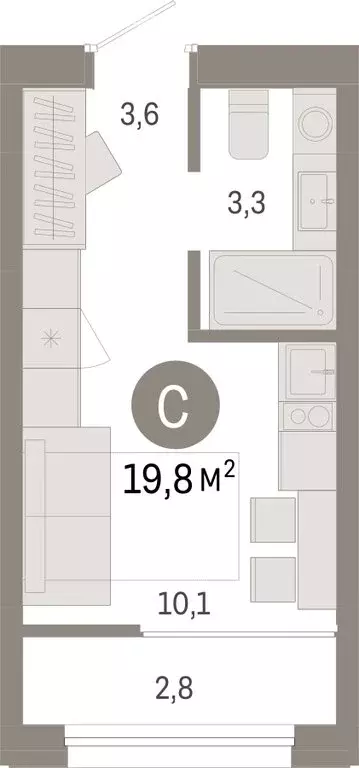 Квартира-студия: Тюмень, жилой комплекс Республики 205 (19.82 м) - Фото 1