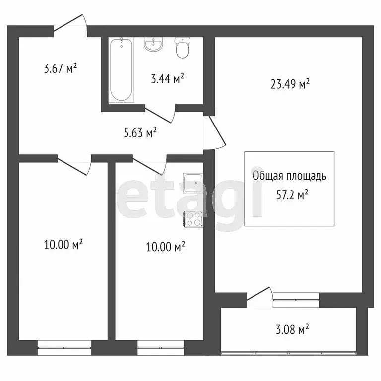 2-комнатная квартира: Кисловка, микрорайон Северный, улица Анны ... - Фото 1