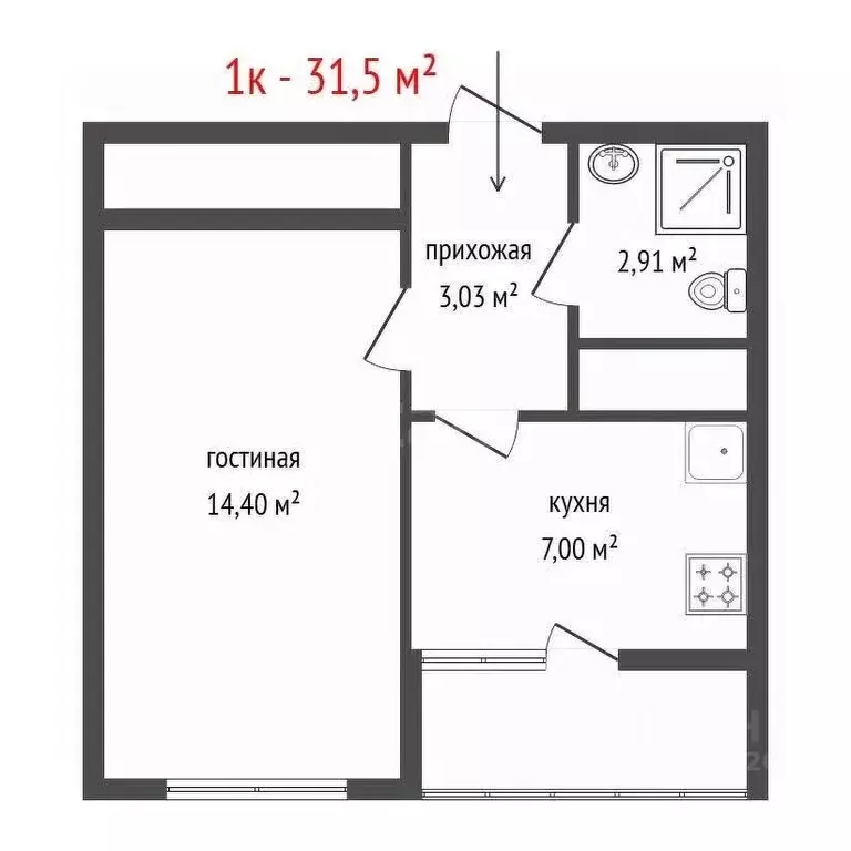 1-к кв. Свердловская область, Екатеринбург Уктус жилрайон, Светлый ... - Фото 2