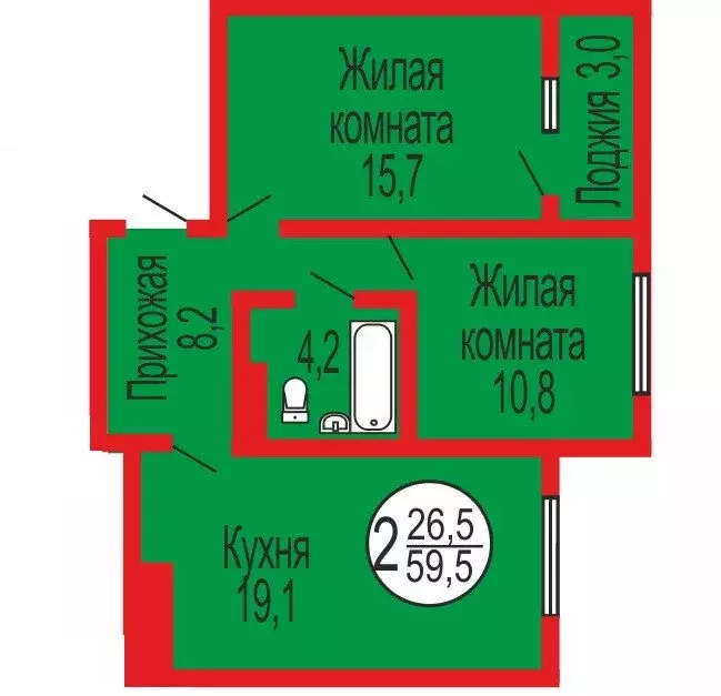 3-комнатная квартира: Оренбург, жилой комплекс Дубки (59 м) - Фото 0