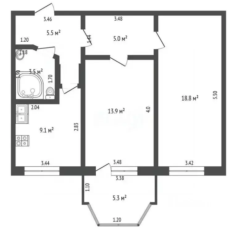 2-к кв. Ростовская область, Ростов-на-Дону ул. Миронова, 4а (60.0 м) - Фото 1