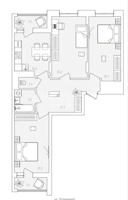 3-комнатная квартира: Пермь, посёлок Новые Ляды, жилой комплекс Новый ... - Фото 1