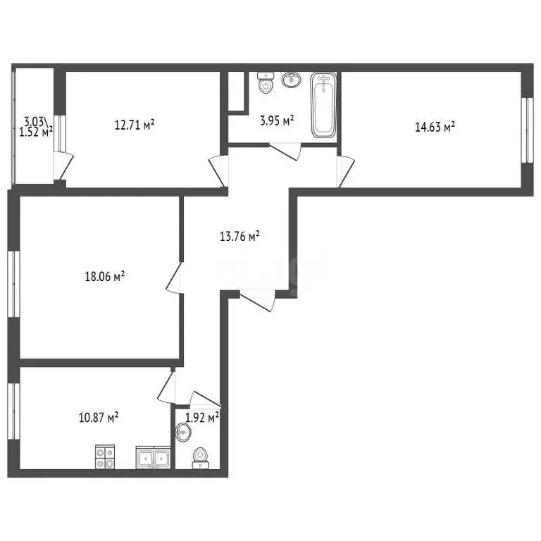 3-комнатная квартира: Санкт-Петербург, Ленинский проспект, 68 (75 м) - Фото 1