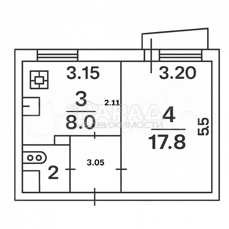 1-к. квартира, 35,8 м, 5/9 эт. - Фото 0