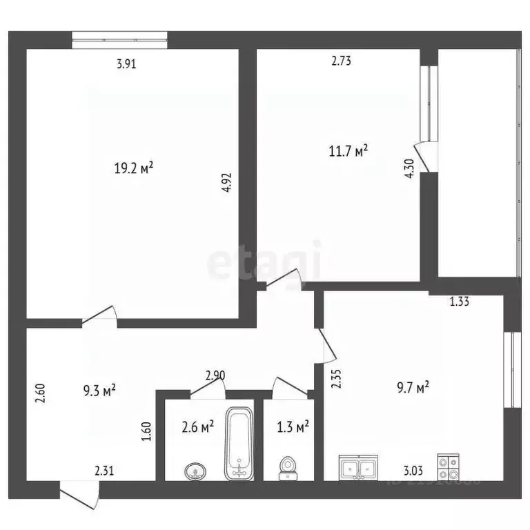 2-к кв. Калининградская область, Светлогорск Яблоневая ул., 6 (53.8 м) - Фото 1
