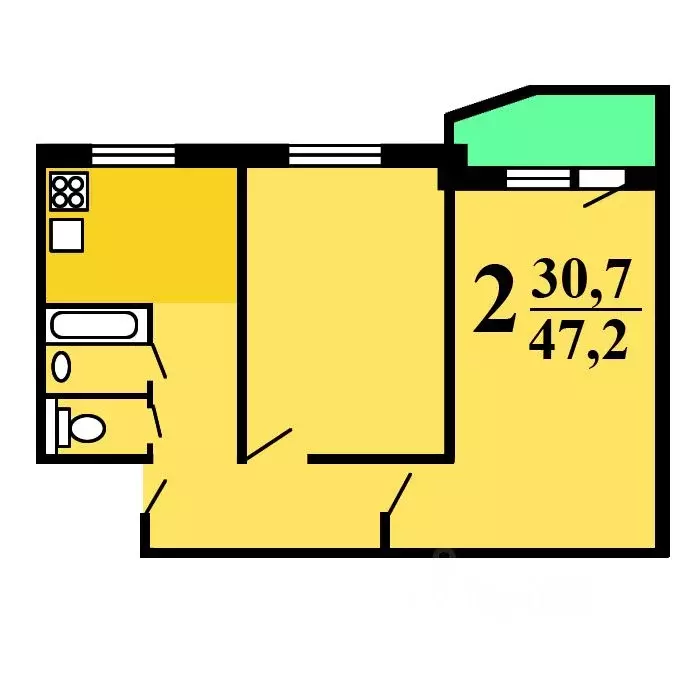 2-к кв. Москва Кировоградская ул., 10К1 (47.0 м) - Фото 0