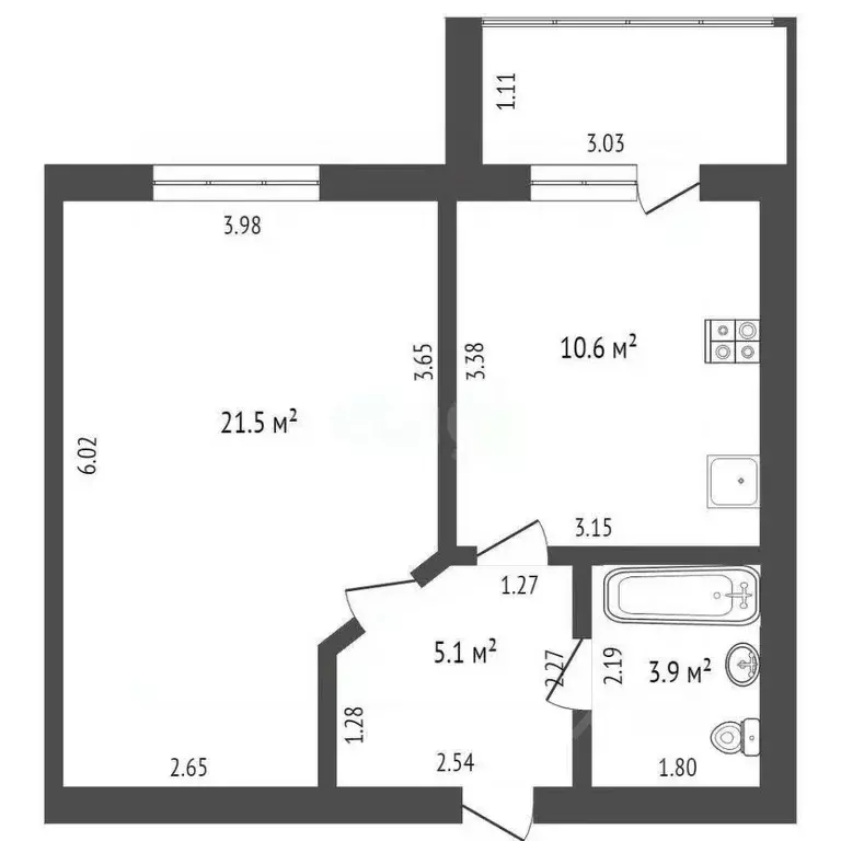 1-к кв. Удмуртия, Ижевск Парковая ул., 5А (38.1 м) - Фото 1