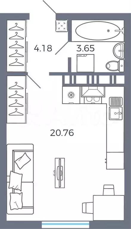 Квартира-студия, 28,6 м, 3/17 эт. - Фото 0