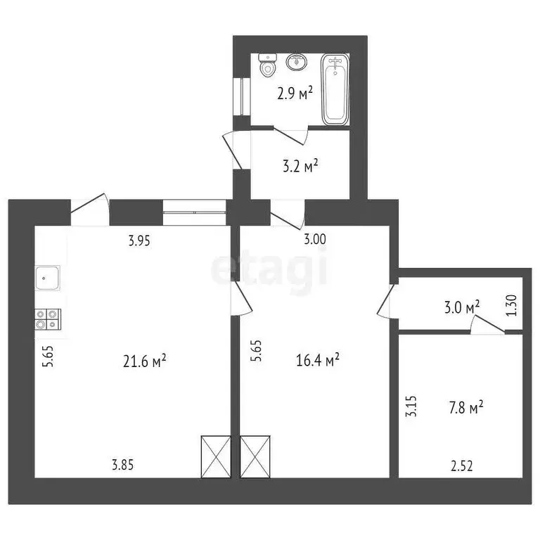 3-комнатная квартира: Феодосия, улица Десантников, 20 (55 м) - Фото 1