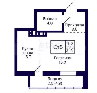 Квартира-студия, 31,8 м, 10/30 эт. - Фото 0