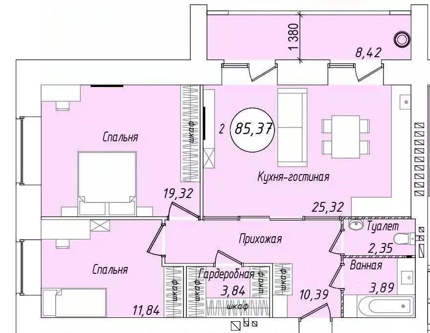 2-к кв. Марий Эл, Йошкар-Ола Мирный мкр,  (85.9 м) - Фото 1