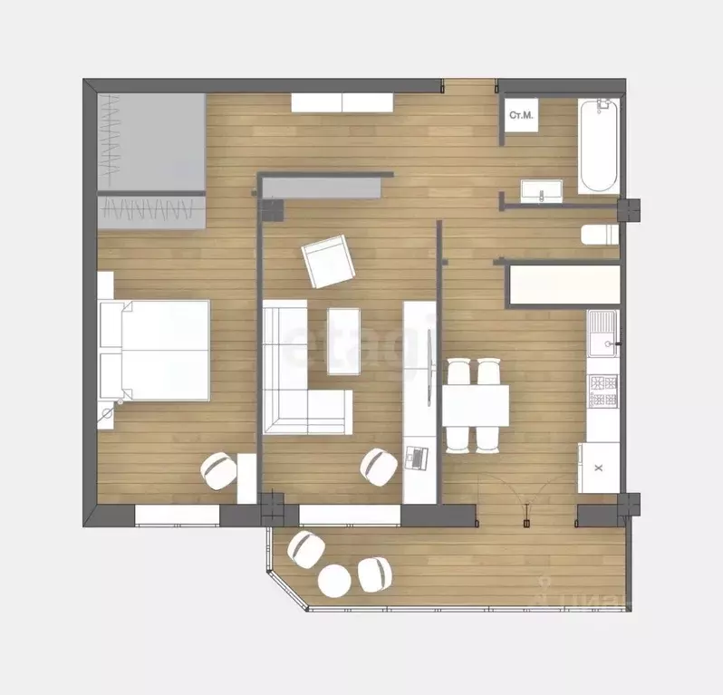 2-к кв. Смоленская область, Смоленск Кловская ул., 11А (70.0 м) - Фото 2