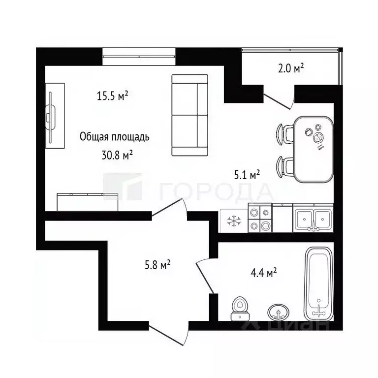 Студия Новосибирская область, Новосибирск ул. Имени генерал-майора ... - Фото 2