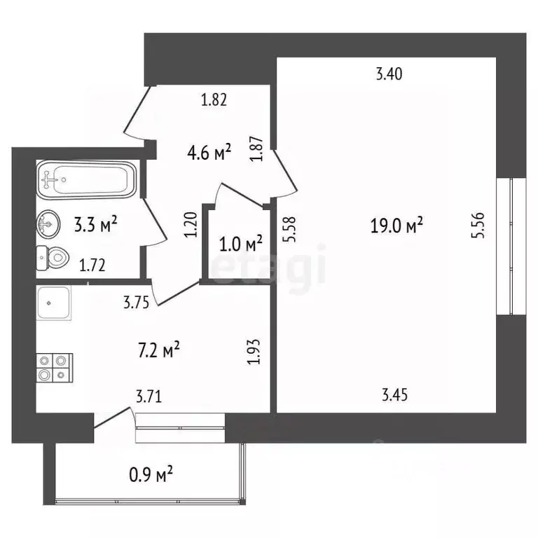 1-к кв. Крым, Феодосия муниципальный округ, с. Солнечное ул. ... - Фото 2