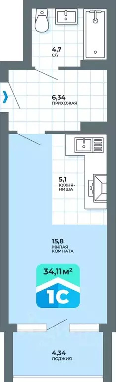 1-к кв. Алтайский край, Бийск Зеленый Клин мкр,  (34.11 м) - Фото 1