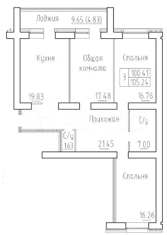 3-к. квартира, 105,2 м, 3/10 эт. - Фото 0