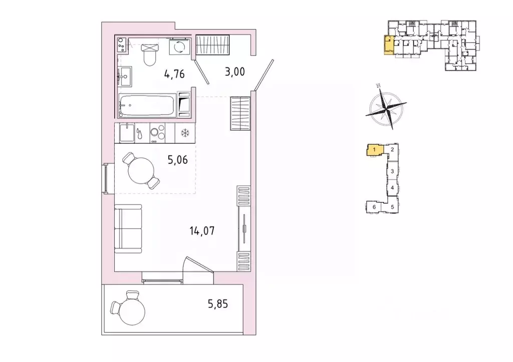 1-к кв. Ленинградская область, Гатчина Въезд мкр,  (29.82 м) - Фото 1