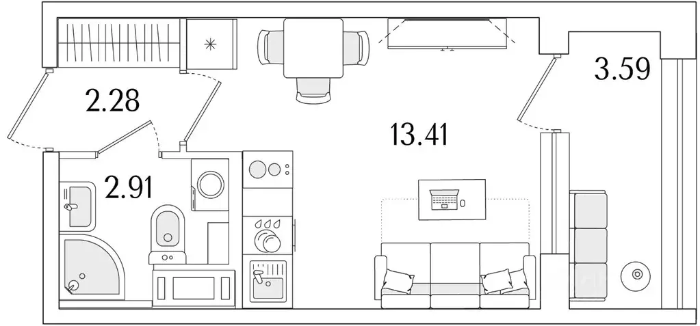 Студия Санкт-Петербург Аурум жилой комплекс (20.4 м) - Фото 1
