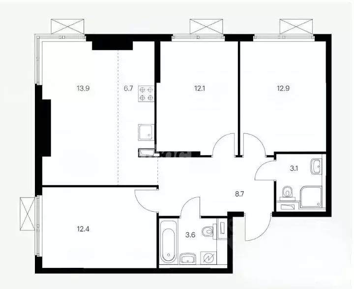 3-к кв. Москва Очаковское ш., 5к3 (73.4 м) - Фото 1