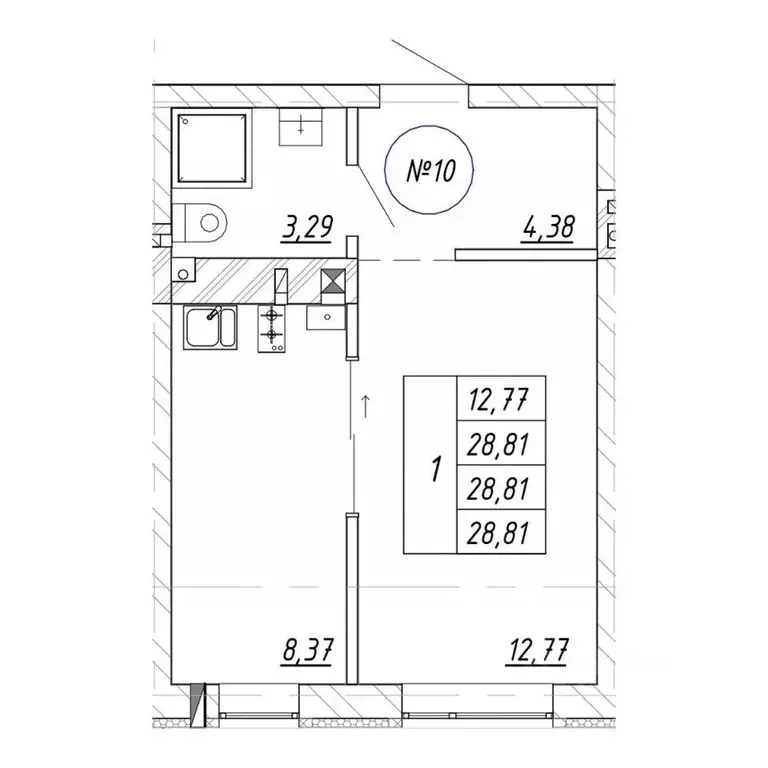 1-к кв. Калининградская область, Зеленоградск  (28.81 м) - Фото 1