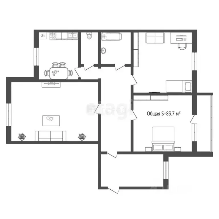 3-к кв. Новосибирская область, Новосибирск ул. Связистов, 13 (83.7 м) - Фото 1