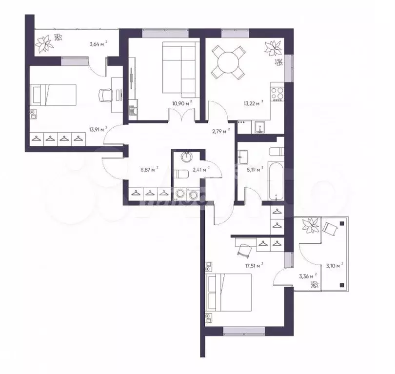 3-к. квартира, 80 м, 5/10 эт. - Фото 0