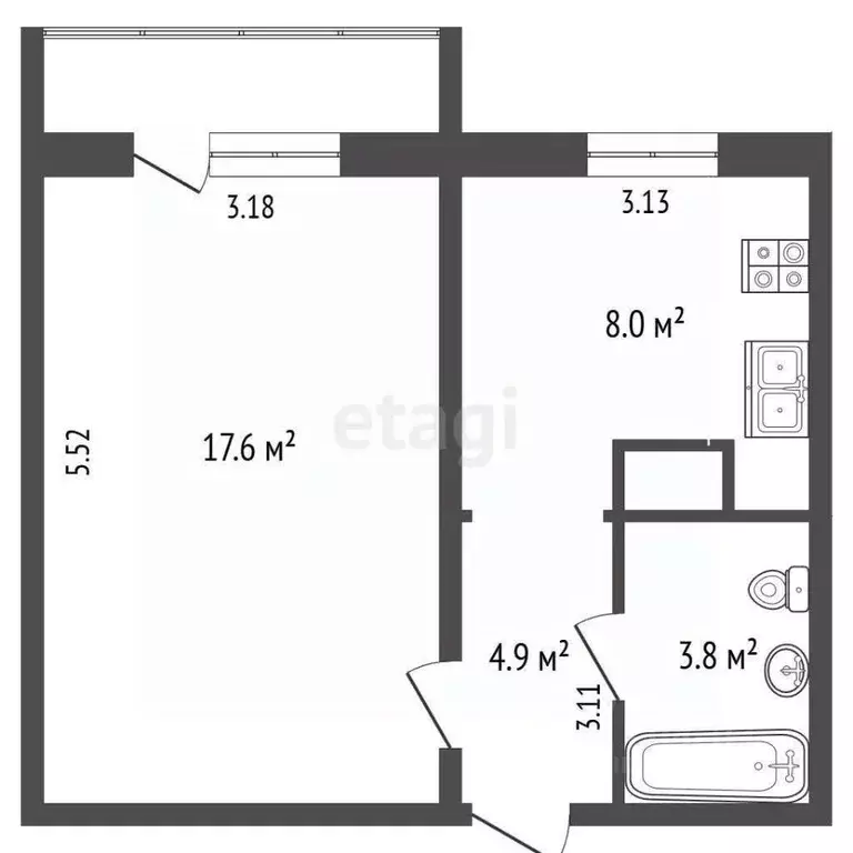 1-к кв. Ямало-Ненецкий АО, Ноябрьск просп. Мира, 5 (37.0 м) - Фото 2
