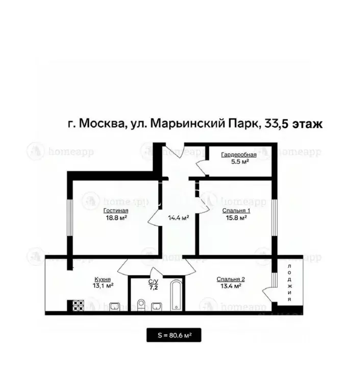 3-к кв. Москва ул. Марьинский Парк, 33 (81.0 м) - Фото 0