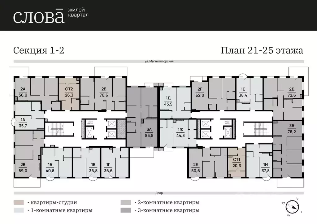 1-к кв. Астраханская область, Астрахань Магнитогорская ул., 1 (42.8 м) - Фото 1