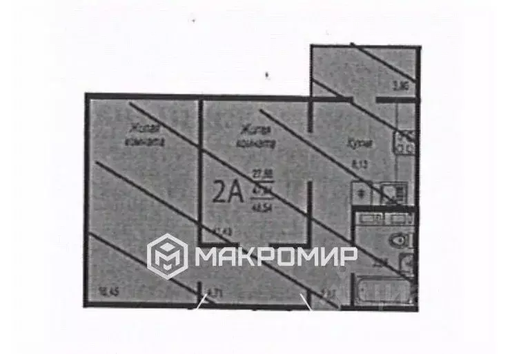 2-к кв. Татарстан, Казань ул. Александра Курынова, 6к2 (47.7 м) - Фото 1