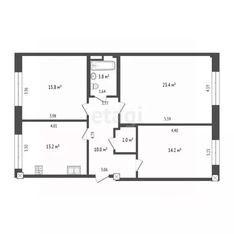 3-к кв. Тюменская область, Тюмень Заречный проезд, 37к1 (82.4 м) - Фото 2