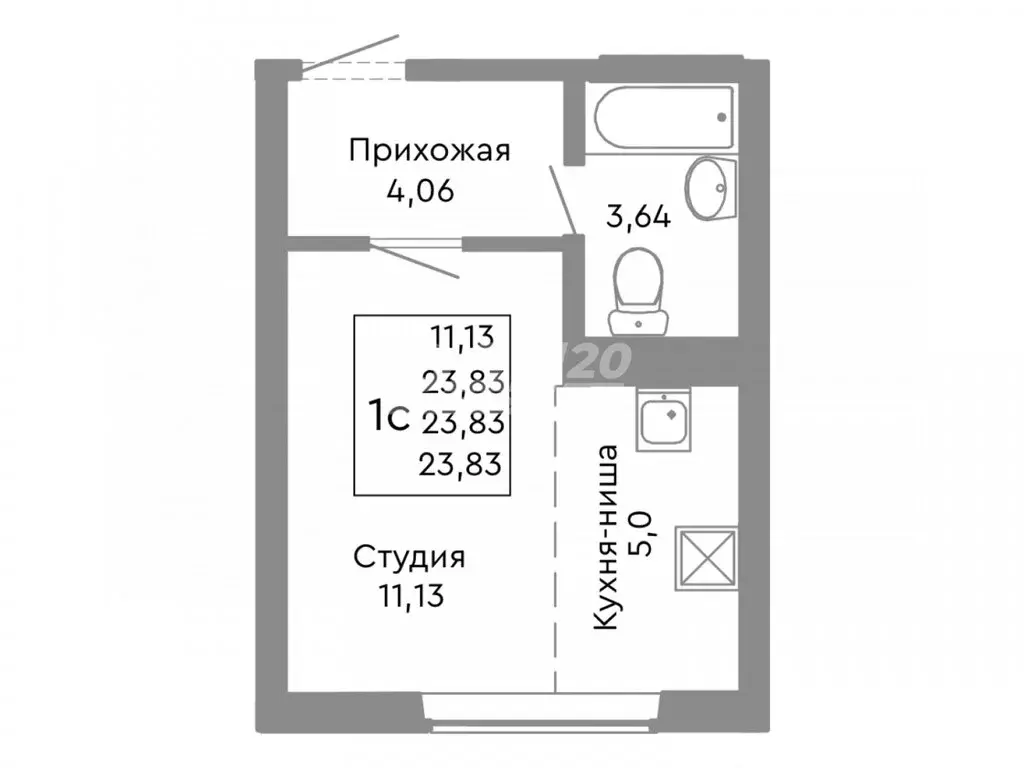 Квартира-студия: Советский район (23.83 м) - Фото 0