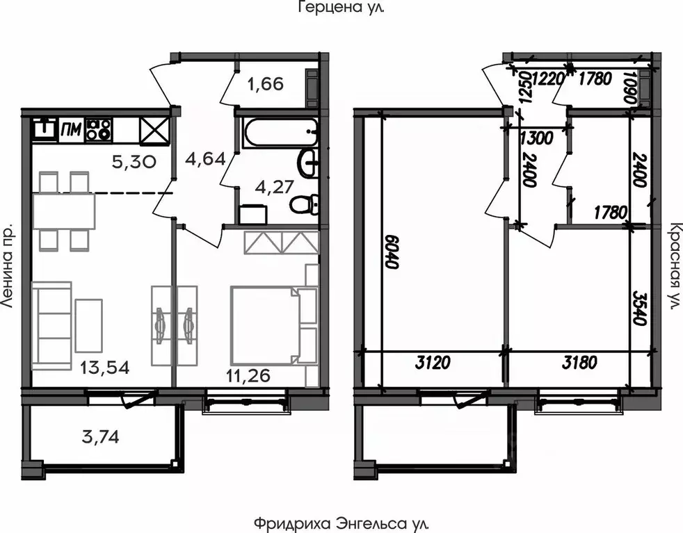 2-к кв. Карелия, Петрозаводск ул. Герцена, 32 (44.41 м) - Фото 0