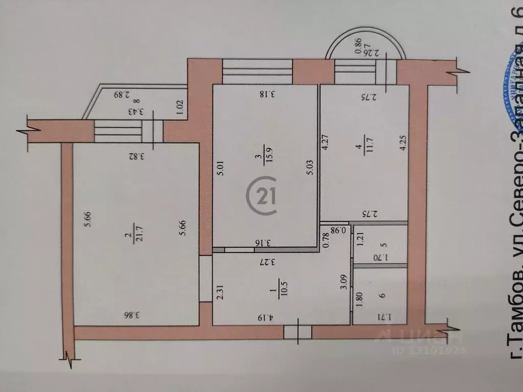 2-к кв. Тамбовская область, Тамбов Северо-Западная ул., 6 (65.0 м) - Фото 2