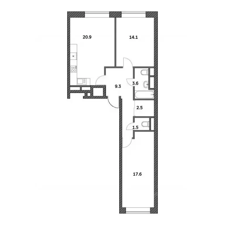 2-к кв. Москва Городские Истории жилой комплекс (69.47 м) - Фото 0