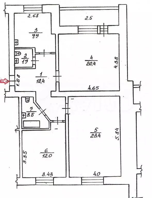 3-к. квартира, 81,6 м, 4/4 эт. - Фото 0