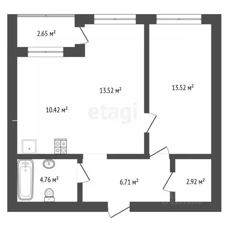 1-к кв. Тюменская область, Тюмень ул. Василия Севергина, 2к3 (53.2 м) - Фото 2